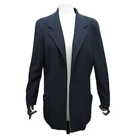 Chanel-VINTAGE CHANEL JACKET WITH CC LOGO BUTTONS M 40 NAVY BLUE NAVY BLUE JACKET-Navy blue