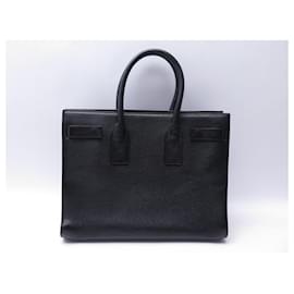 Saint Laurent-BOLSA SAINT LAURENT DE JOUR EM BOLSA DE MÃO DE COURO PRETO COM SEMENTES-Preto