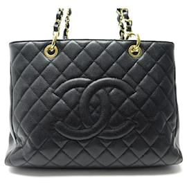 Chanel-CHANEL SHOPPING BAG GM HANDBAG IN BLACK QUILTED CAVIAR LEATHER HANDBAG-Black