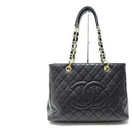 Chanel-SAC A MAIN CHANEL SHOPPING BAG GM EN CUIR CAVIAR MATELASSE NOIR HANDBAG-Noir