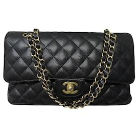 Chanel-CHANEL TIMELESS CLASSIC MEDIUM CAVIAR CROSSBODY HAND BAG-Black