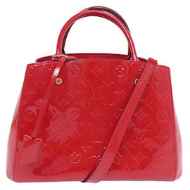 Louis Vuitton-NEW LOUIS VUITTON MONTAIGNE HANDBAG MONOGRAM VARNISHED LEATHER NEW HAND BAG-Red