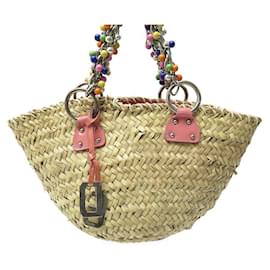 Dolce & Gabbana-BOLSO DE MANO DOLCE & GABBANA BOLSO DE MANO RAPHIA PERLAS MULTICOLOR ASA BALONCESTO-Beige