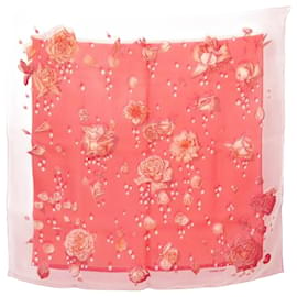 Hermès-HERMES LA ROSEE SQUARE SCARF 70 PINK SILK CHIFFON + SILK SCARF BOX-Pink