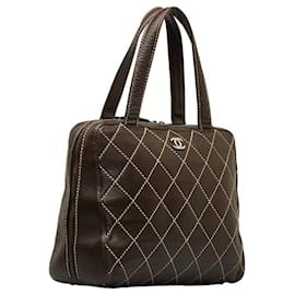 Chanel-Chanel Wild Stitch Boston Bag Sac à main en cuir A14693 en bon état-Autre