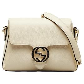 Gucci-Bolso de hombro con cadena G entrelazada Gucci Bolso de hombro de cuero 607720 en buen estado-Otro