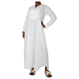 Autre Marque-Vestido branco de algodão texturizado - tamanho M/eu-Branco