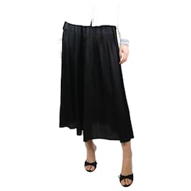 Ulla Johnson-Black plissé-satin maxi skirt - size UK 8-Black