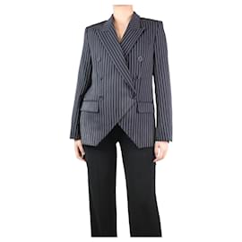 Stella Mc Cartney-Black double-breasted pinstriped blazer - size UK 8-Black