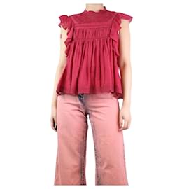 Isabel Marant Etoile-Top rosso con volant senza maniche - taglia UK 8-Rosso