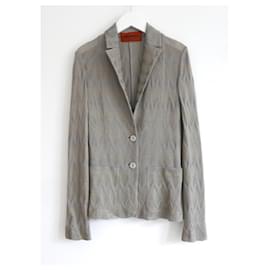 Missoni-Missoni silver/grey zig zag  knit blazer jacket-Grey