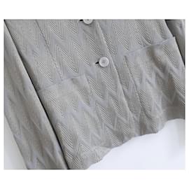 Missoni-Missoni silver/grey zig zag  knit blazer jacket-Grey