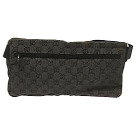 Gucci-GUCCI GG Canvas Waist Bag Black 28566 auth 66840-Black