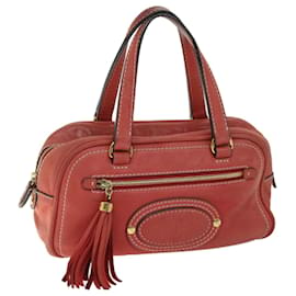 Loewe-LOEWE Hand Bag Fringe Leather Pink Auth 67101-Pink