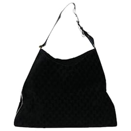 Gucci-GUCCI GG Canvas Shoulder Bag Black Auth 66954-Black