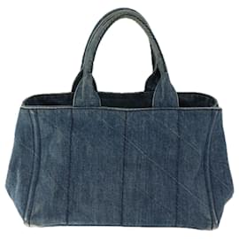 Prada-PRADA Canapa MM Hand Bag Canvas Blue Auth 66801-Blue