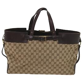 Gucci-GUCCI GG Canvas Hand Bag Beige 106251 Auth ep3361-Beige