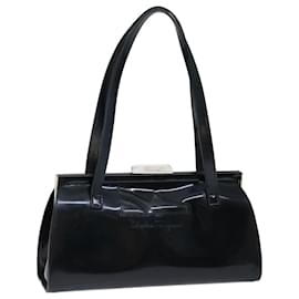 Salvatore Ferragamo-Salvatore Ferragamo Hand Bag Patent leather Black Auth 67156-Black