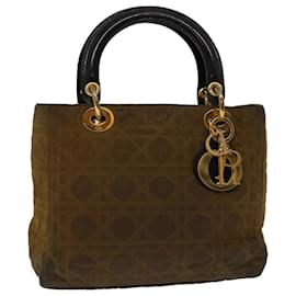 Christian Dior-Christian Dior Canage Hand Bag Nylon Brown Auth bs12114-Brown