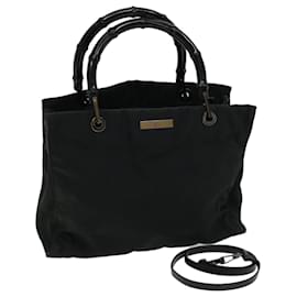 Gucci-GUCCI Bambou Sac à Main Nylon 2façon noir 002 1016 Ep d'authentification3433-Noir