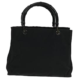 Gucci-GUCCI Bamboo Hand Bag Nylon 2way Black 002 1016 Auth ep3433-Black