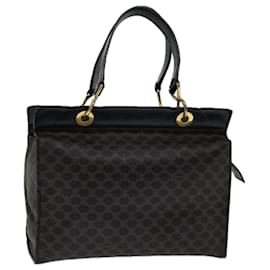 Céline-CELINE Bolso de mano de lona Macadam PVC Marrón Negro Auth 67089-Castaño,Negro