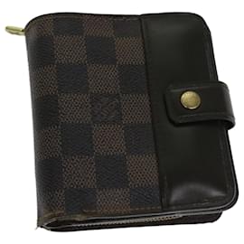 Louis Vuitton-LOUIS VUITTON Damier Ebene Cartera compacta con cremallera N61668 LV Auth 66972-Otro