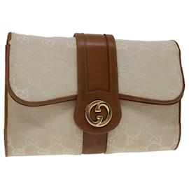 Gucci-GUCCI GG Canvas Clutch Bag White Auth 66853-White