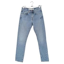 Off White-Straight cotton jeans-Blue