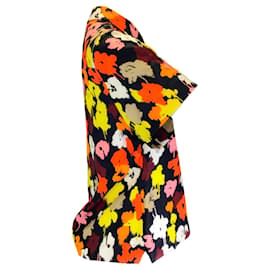 Autre Marque-Maison Rabih Kayrouz Schwarz  / Gelb / Orangefarbene, kurzärmlige Bluse mit Blumenmuster -Mehrfarben