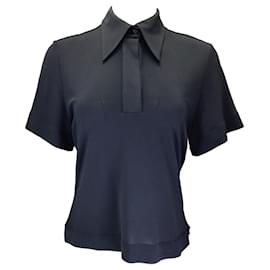 Autre Marque-Maison Rabih Kayrouz Navy Blue Short Sleeved Polo Top-Blue
