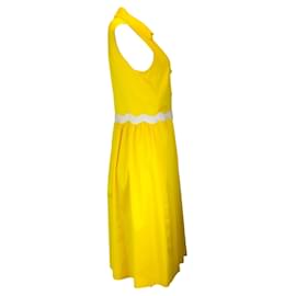 Autre Marque-Moschino Couture – Gelbes ärmelloses Midikleid aus Baumwolle mit Knopfleiste-Gelb