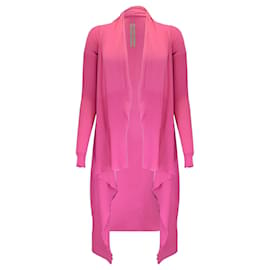 Autre Marque-Rick Owens Hot Pink Open Long Cashmere Knit Cardigan Sweater-Pink