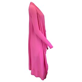 Autre Marque-Rick Owens Hot Pink Open Long Cashmere Knit Cardigan Sweater-Pink