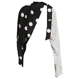 Autre Marque-Balenciaga Black / White Multi Floral Polka Dot Printed Silk Blouse-Multiple colors