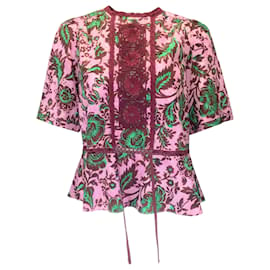 Autre Marque-Muñeco Rosa / verde / Blusa con estampado de sellos burdeos-Multicolor