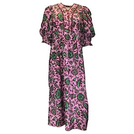 Muveil Rose / vert / Robe midi bordeaux à imprimé timbre Multicolore