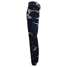 Autre Marque-Trocknet van Noten Schwarz / Peyton-Jeans in Batikoptik mit weißem Marmor-Bleicheffekt-Schwarz