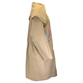 Autre Marque-Muveil – Beigefarbener Trenchcoat aus Baumwolle mit bunten Blumenstickereien-Beige