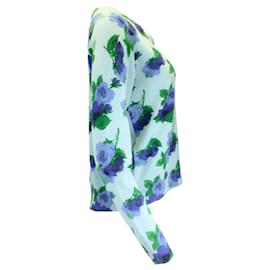 Autre Marque-Muveil Cárdigan de punto con botones y manga larga con estampado floral multicolor en azul claro-Azul