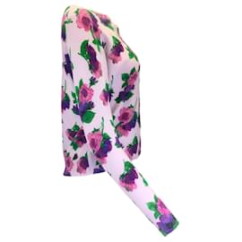 Autre Marque-Maglione cardigan in maglia abbottonato a maniche lunghe con motivo floreale viola chiaro Muveil-Porpora