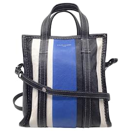Autre Marque-Balenciaga Blau / Nicht-gerade weiss / Schwarze Bazar Leder-Shopper-Handtasche-Blau