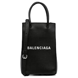 Balenciaga-Black Balenciaga Mini Shopping Phone Holder Satchel-Black