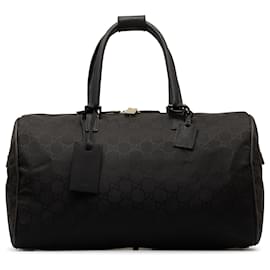 Gucci-Black Gucci GG Canvas Travel Bag-Black