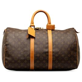 Louis Vuitton-Keepall marrón con monograma de Louis Vuitton 45 Bolsa de viaje-Castaño