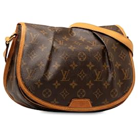 Louis Vuitton-Brown Louis Vuitton Monogram Menilmontant PM Crossbody Bag-Brown