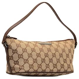 Gucci-Brown Gucci GG Canvas Boat Baguette-Brown