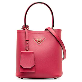 Prada-Bolso satchel pequeño de cuero Saffiano Panier de Prada en rosa-Rosa