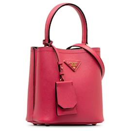Prada-Bolso satchel pequeño de cuero Saffiano Panier de Prada en rosa-Rosa