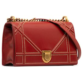 Dior-Red Dior Medium Studded Diorama Crossbody Bag-Red